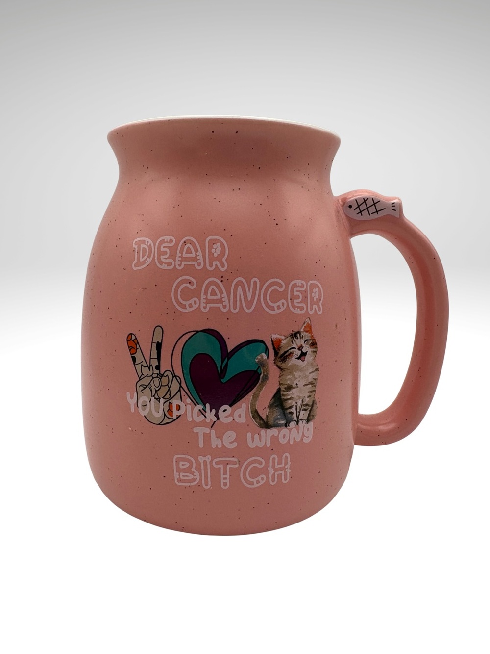 "Dear Cancer, You Picked the Wrong B!tch" Large Pink 13oz Coffee Mug(SKU: 284MI)